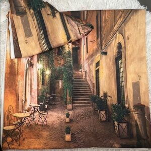 2 Charming Italian Street Scene Pillow Covers 20”x 20”